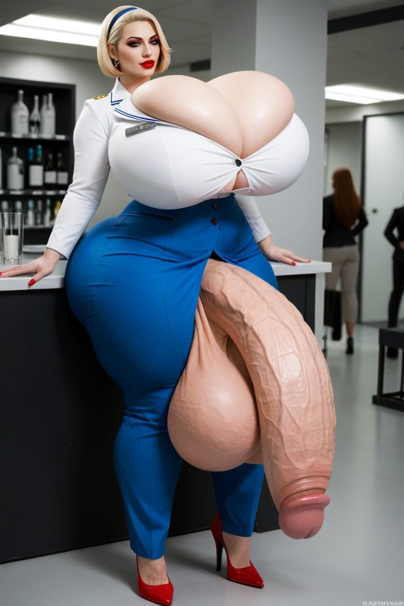 Office Pants, Gigantic Penis, Blonde Hair Shemale AI Porn