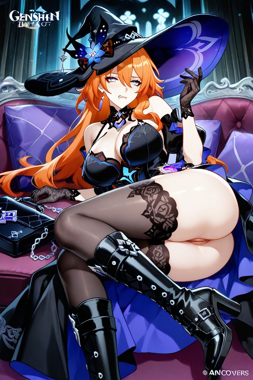 Firm Ass Hoyo Official Art, Dressed In A Gothic Style, Large Breasts Hentai IA
