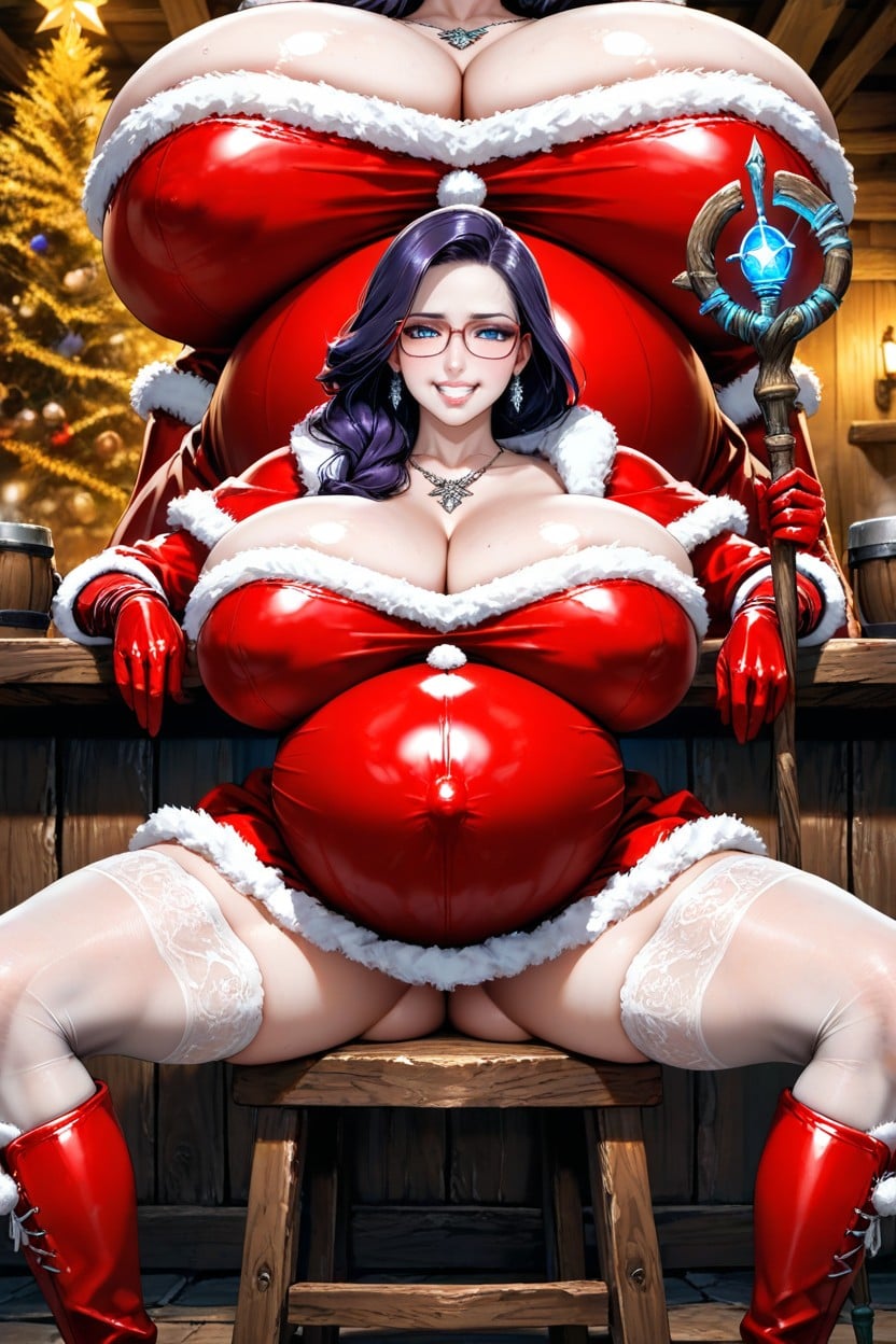 Gigantic Round Belly, Magic Staff, Christmas Tree Porno IA Hentai