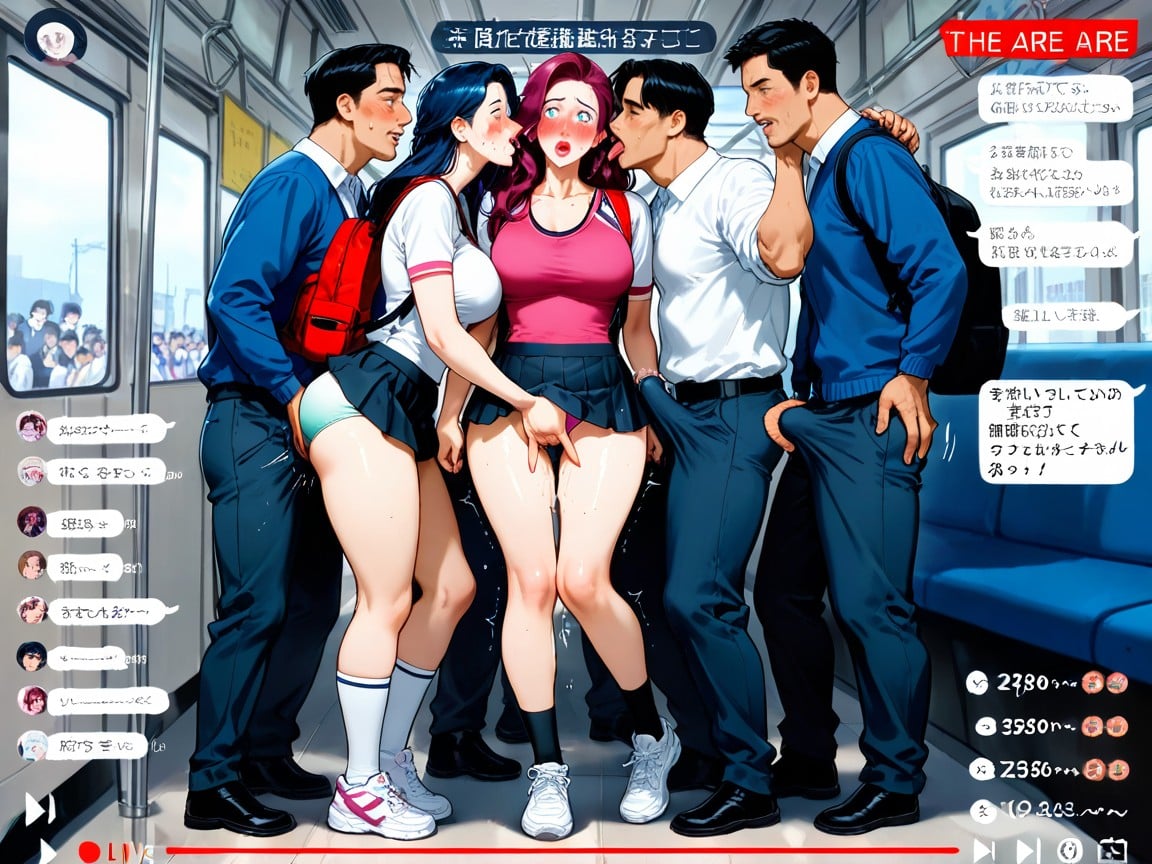 Wearing Pink-black Sport Top, Holding A Pole, Sneakers AI Porn