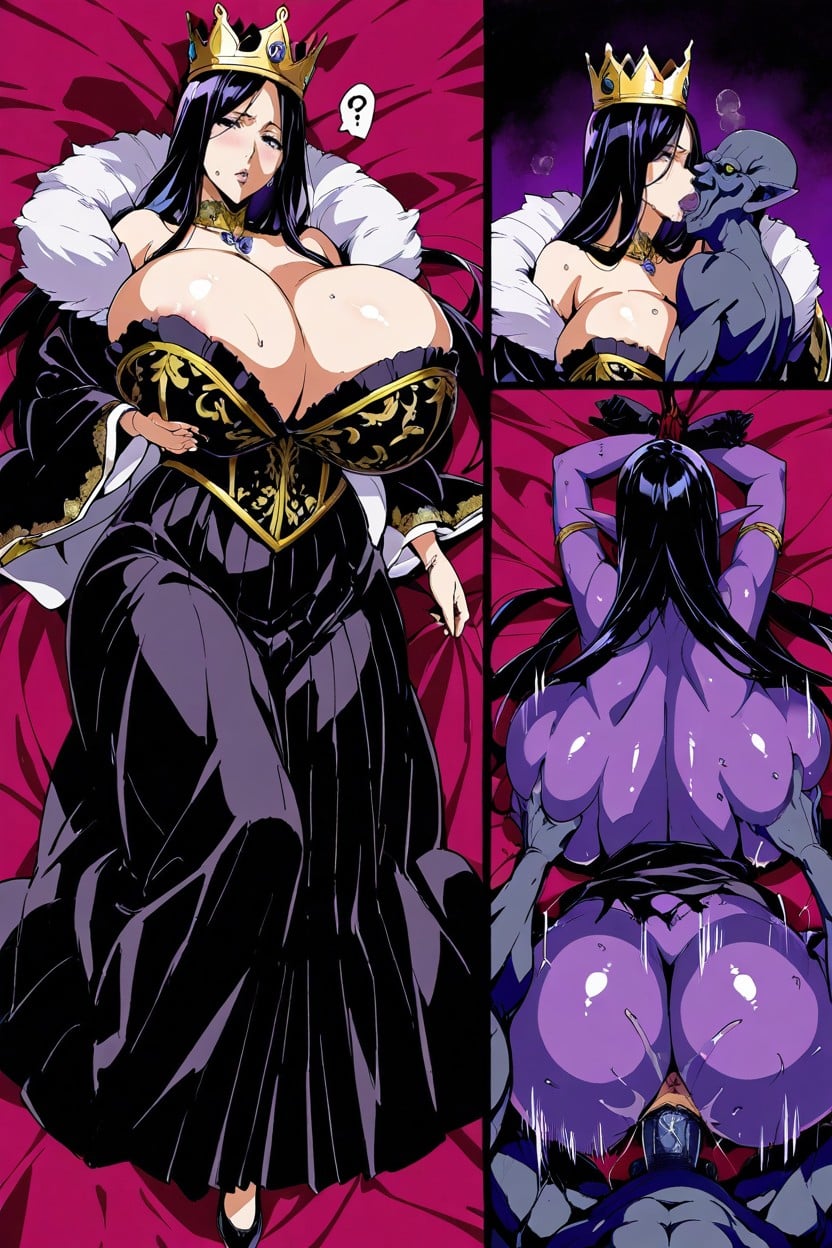Ultra High Res, Duo, She Is Lying Down On Top Of The Ugly Goblin Hentai IA