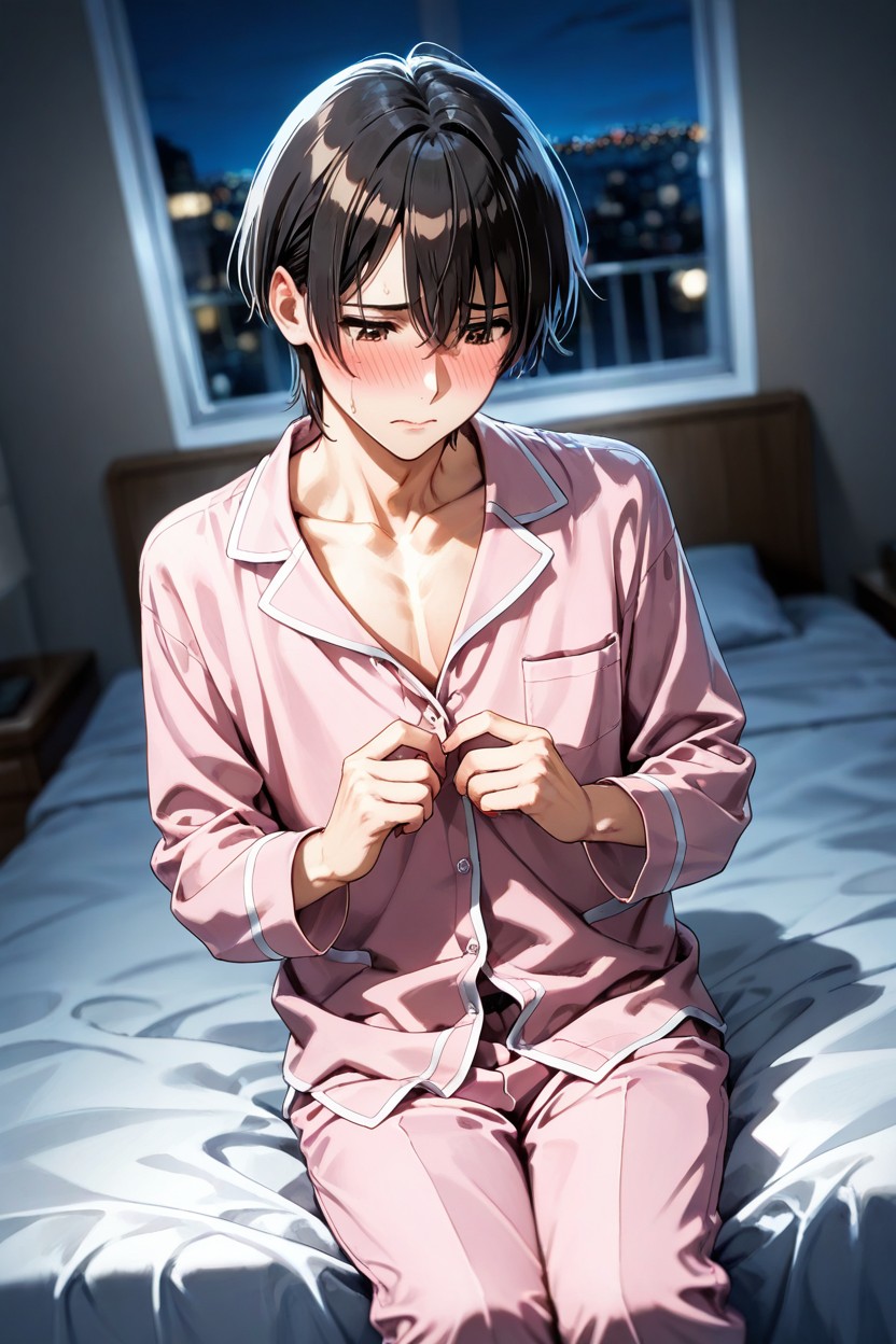 Non-athletic Body, High Resolution, Dark Room AI Gay Porn