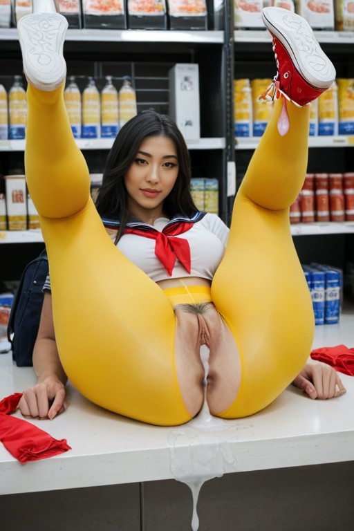 Culo Masivo, Solid Yellow Pantyhose, Corrida Porno IA