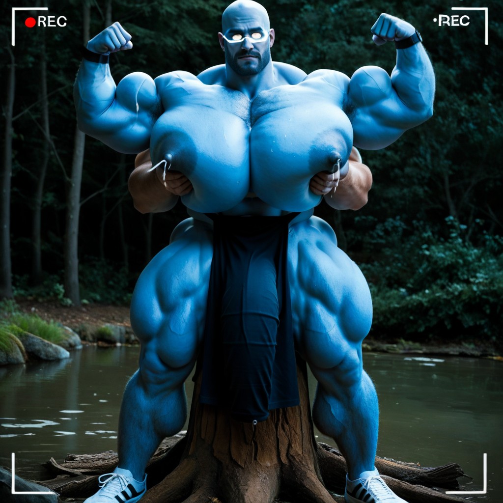 Glowing Blue Skin, Hyper Bulky, 25+ AI Gay Porn