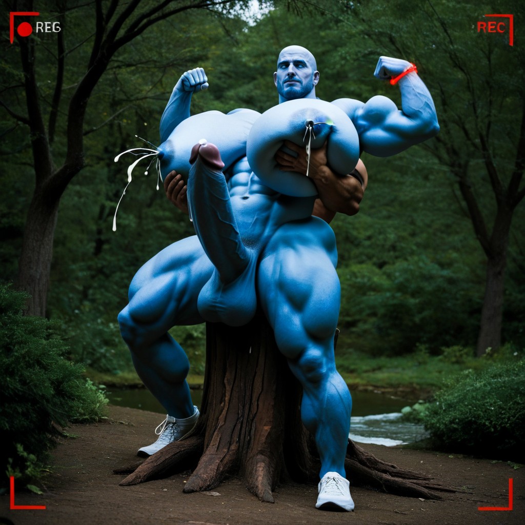 Full Body, Glowing Blue Skin, 25+ AI Gay Porn