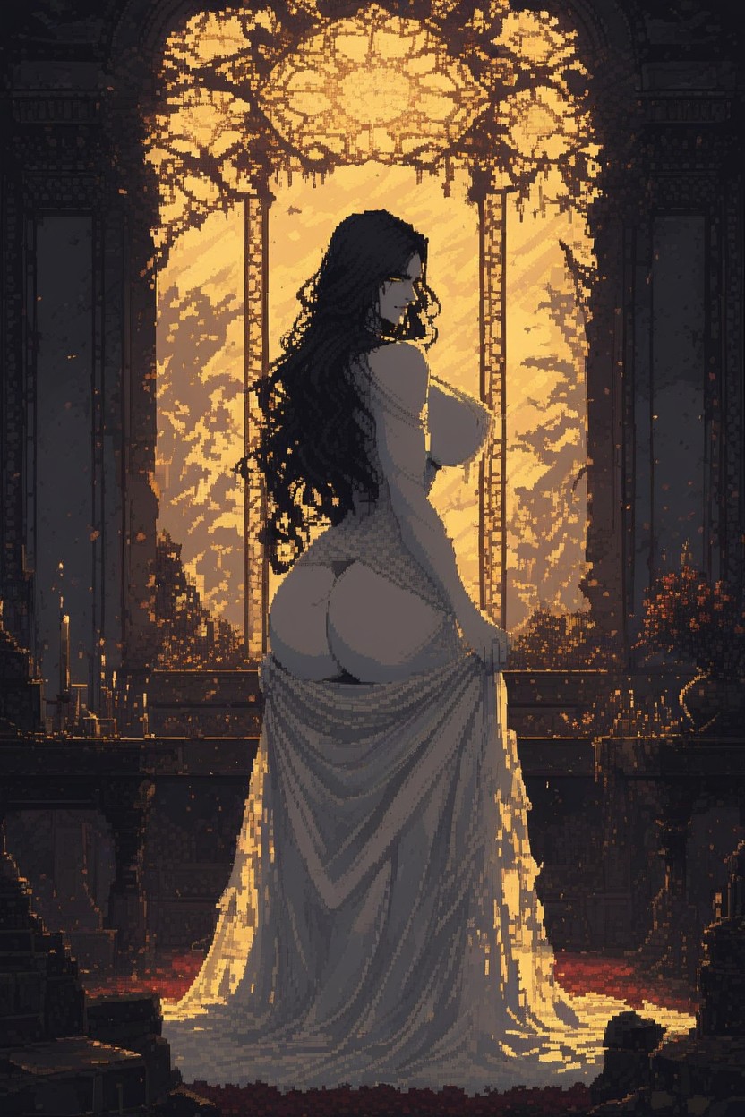 Delgada, Naked, Showing Back Hentai IA