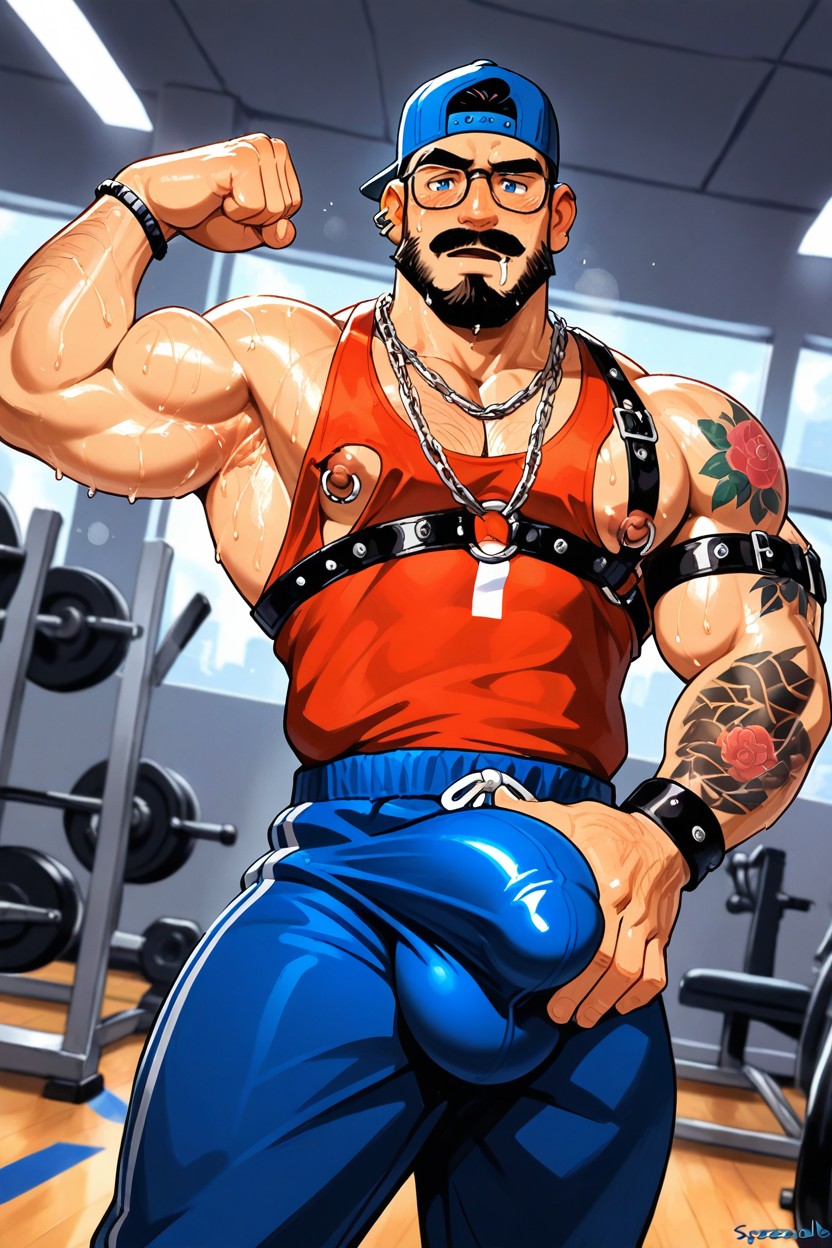 Glasses, Drooling, Big Nipples AI Gay Porn