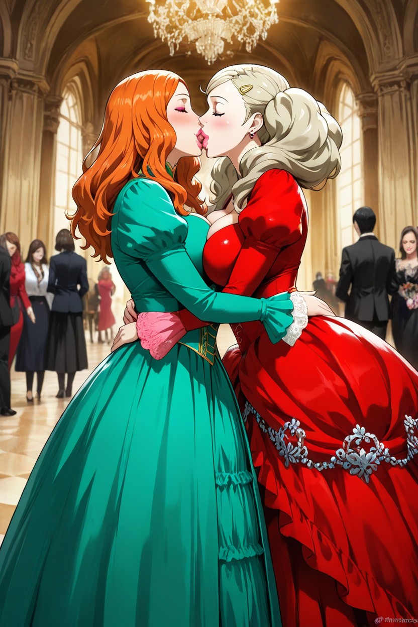 Ann Wearing Red Dress, Victorian Princess, Fully Clothed AI Porn