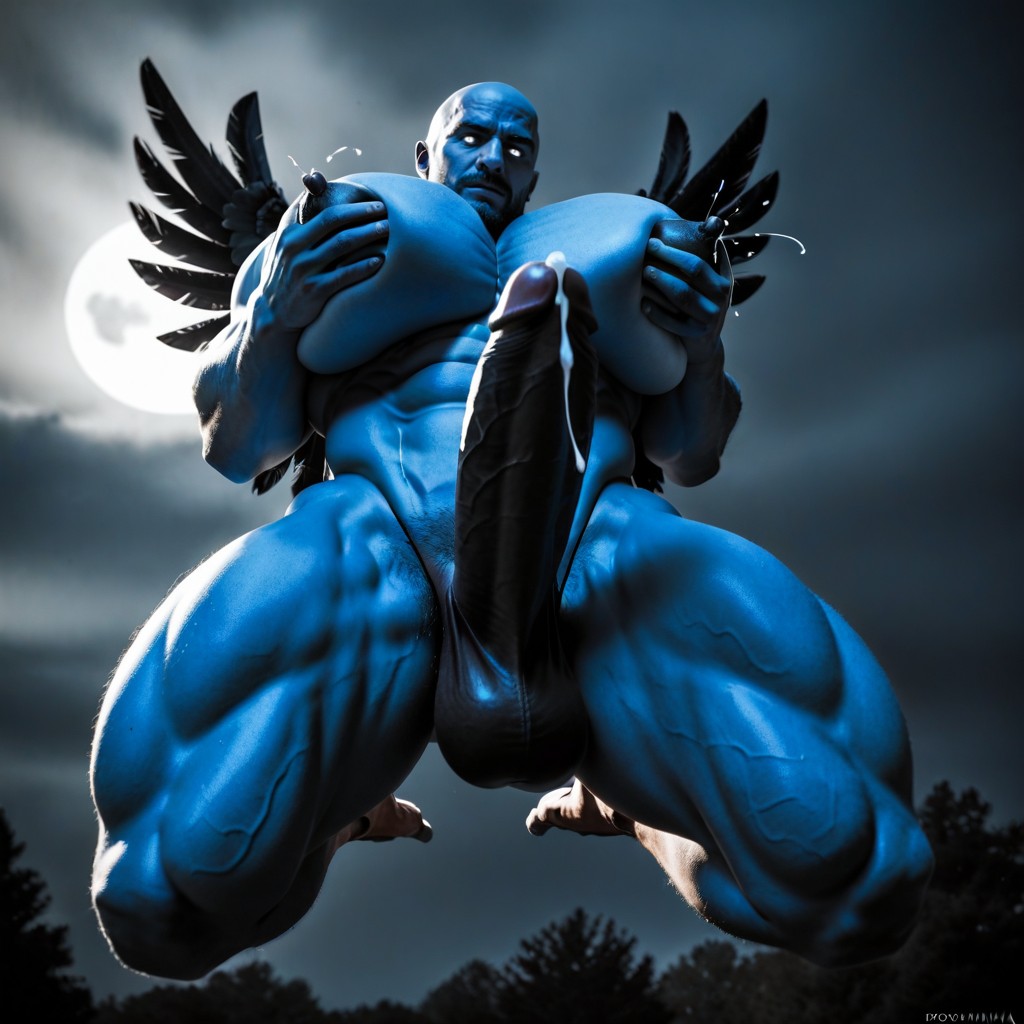 Glowing Blue Skin, Solo, Full Body AI Gay Porn