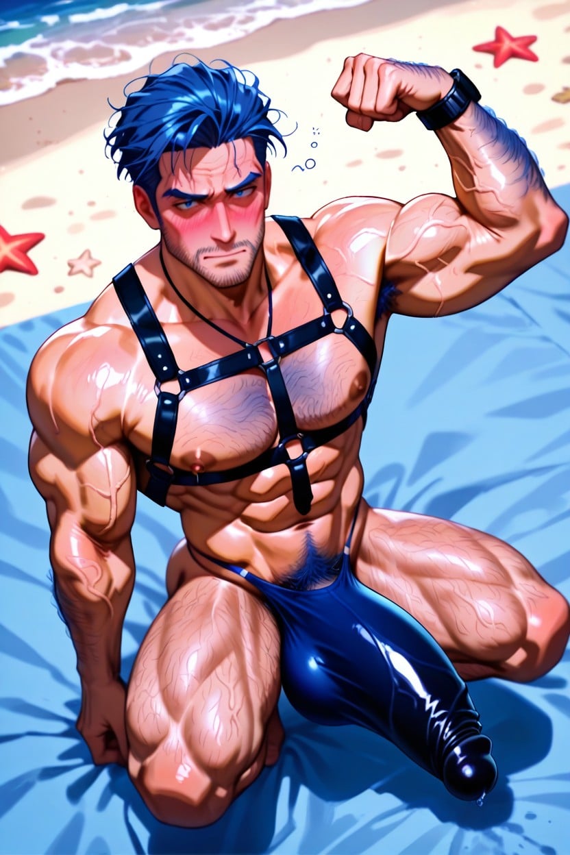 Fit, Chest Hair, Embarrassed AI Gay Porn