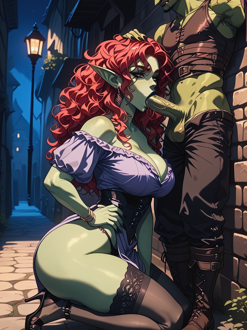 Man So Tall His Head Is Out Of Frame, Shoulder Length Wavy Red Hair, Massive Long Cock Hentai IA