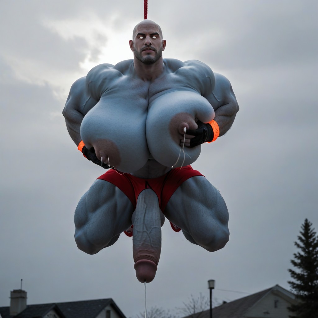 White Eyes, Muscular, Glowing Blue Skin AI Gay Porn