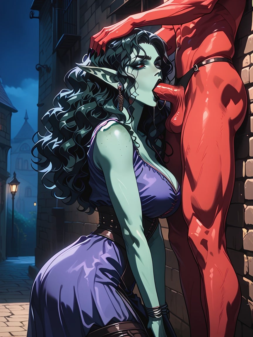 Dimly Lit, Under Feet Tall In Height, Cock In Her Mouth Hentai KI Porno