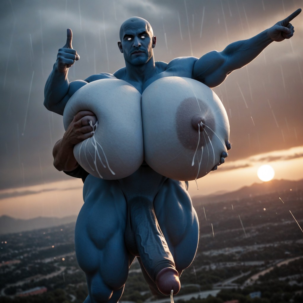 Hyper Bulky, Doctor Manhattan From Watchmen, Extremely Large Ass AI Gay Porn