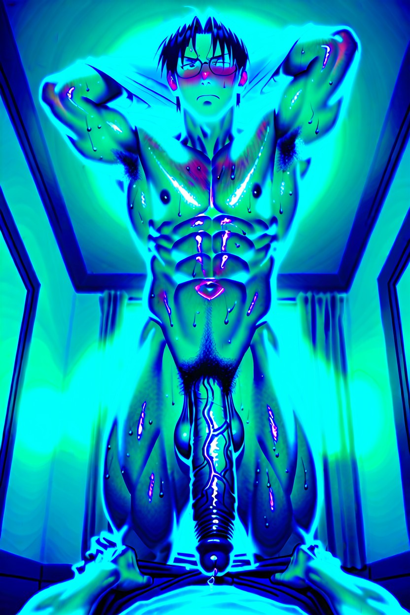 Black Hair, Veiny Penis, High Definition AI Gay Porn