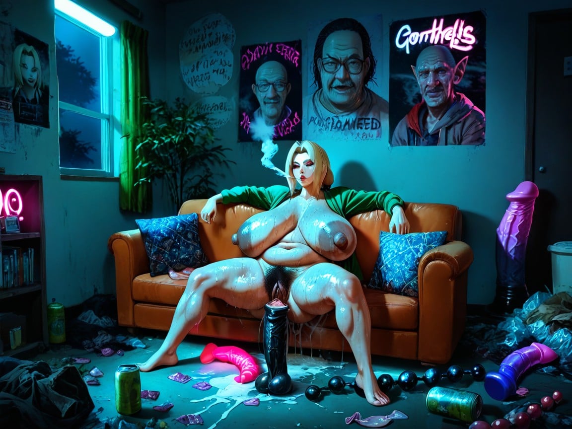 Smoking Weed, Posters On Wall, Fully Clothed AI Porn