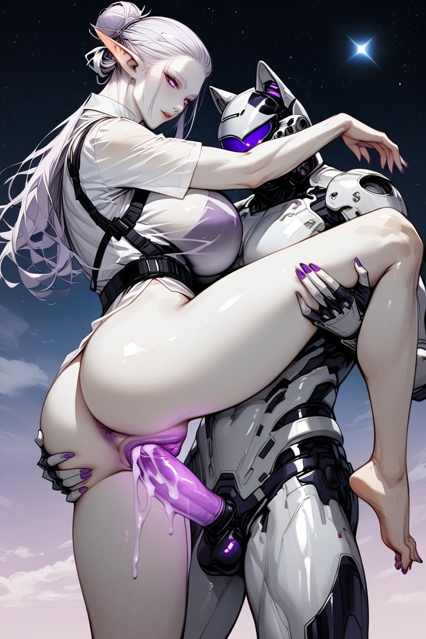 Purple Cum Penis, Close Up Pussy, White Skin Furry AI Porn