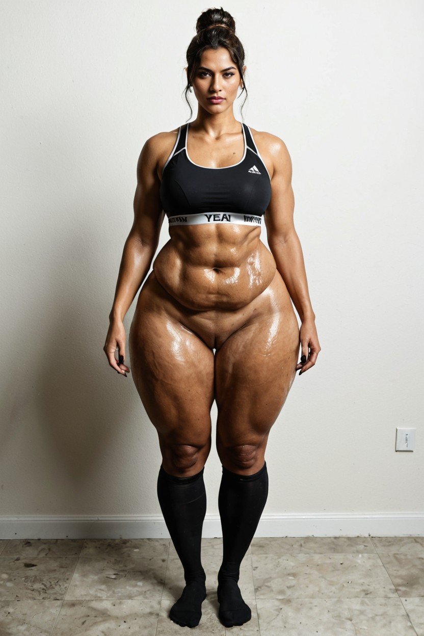 South Asian, Oiled Skin, Cellulite All Over Body AI Porn