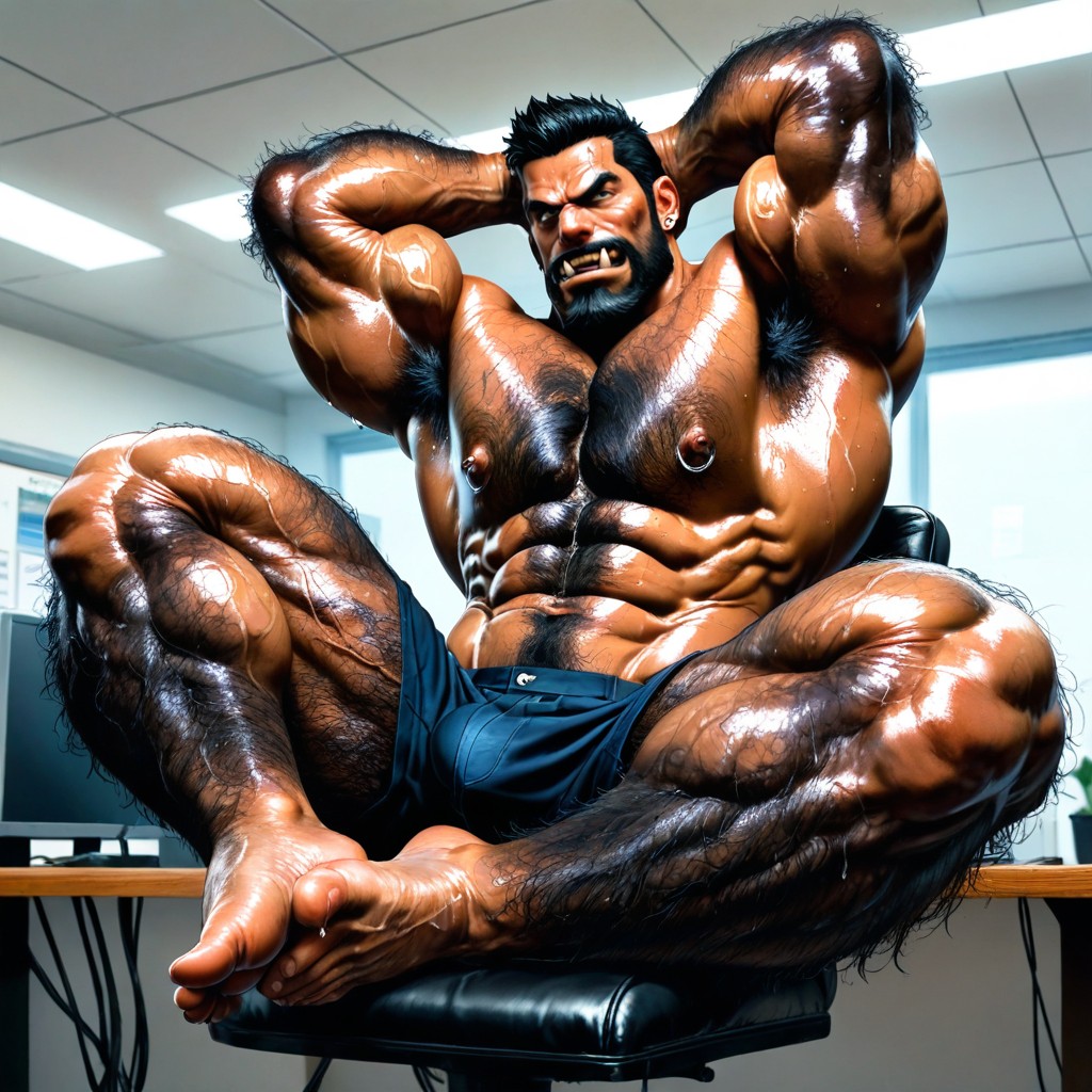 Sitting Down, Tongue Out, Angry AI Gay Porn