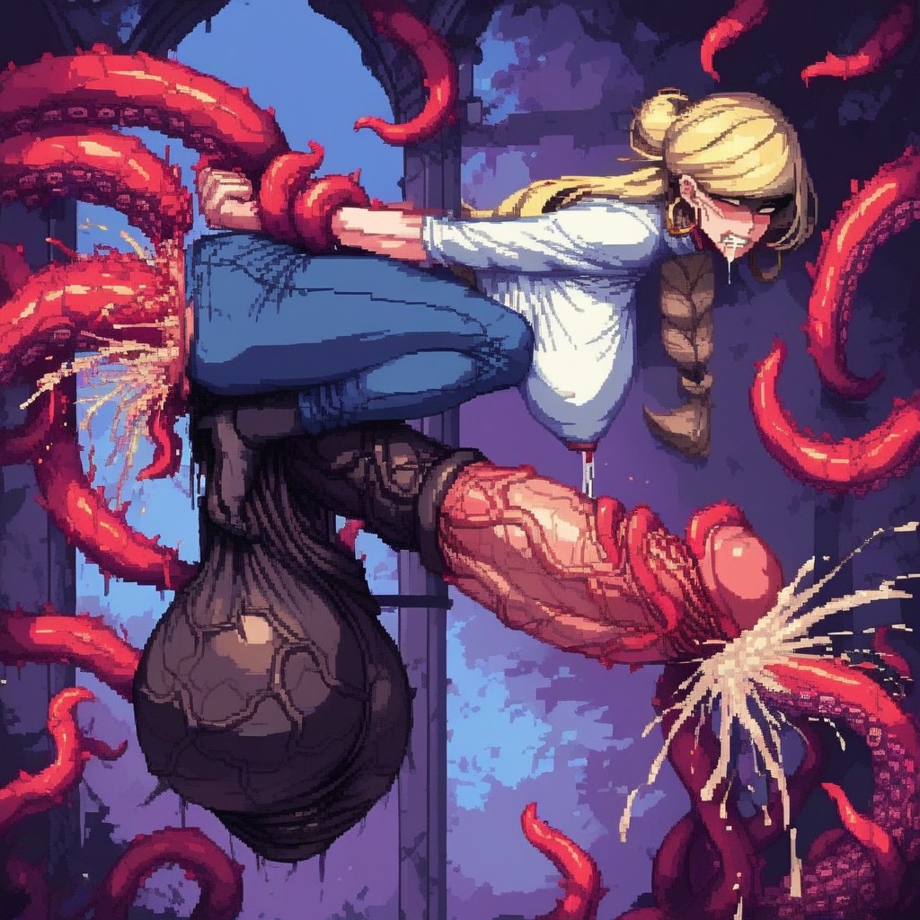 Balls Grabed By Tentacle, Balls Touching, Side View AI Porn