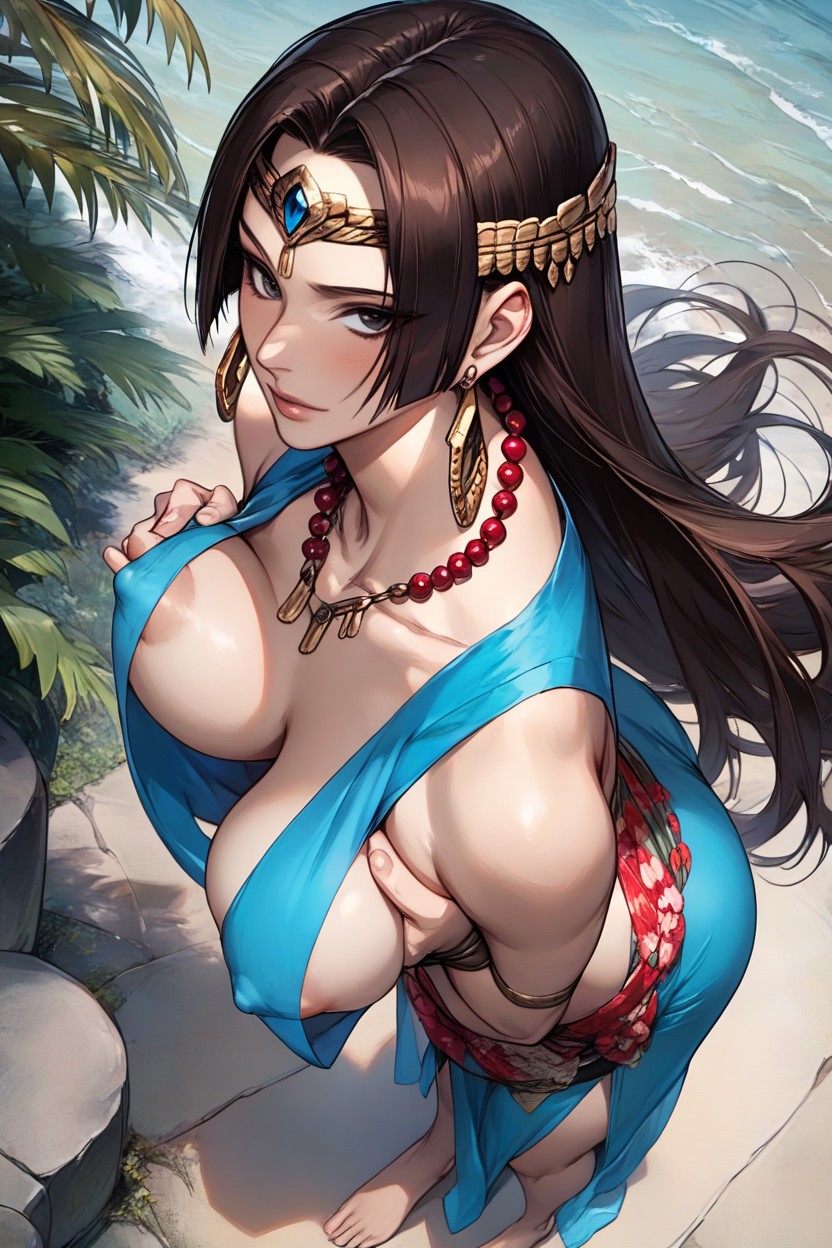 Red Beads Necklace, Erect Nipples Under Clothed, Bend Waist Hentai AI Porn