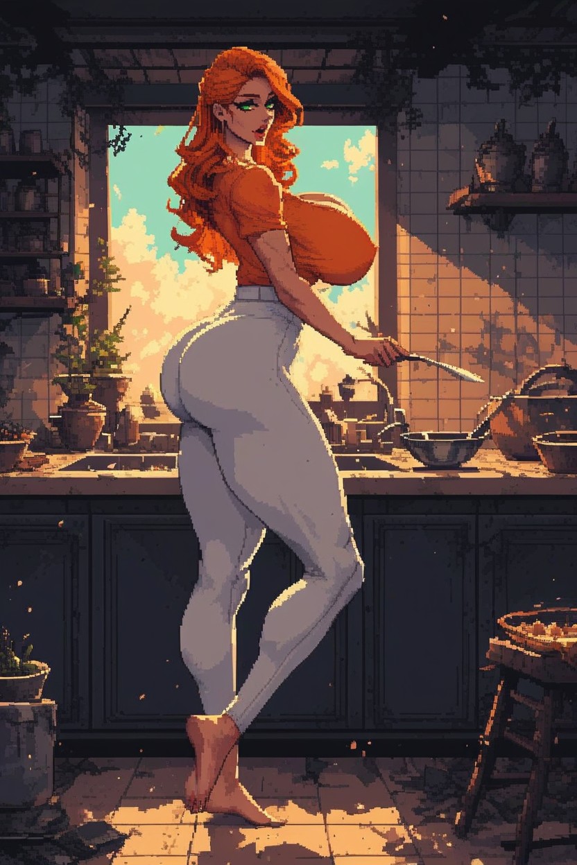 Kitchen, Waist, Volumetric Lighting Hentai AI Porn