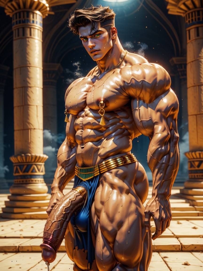 Black Slicked Back Undercut, Full Body, Indoor AI Gay Porn