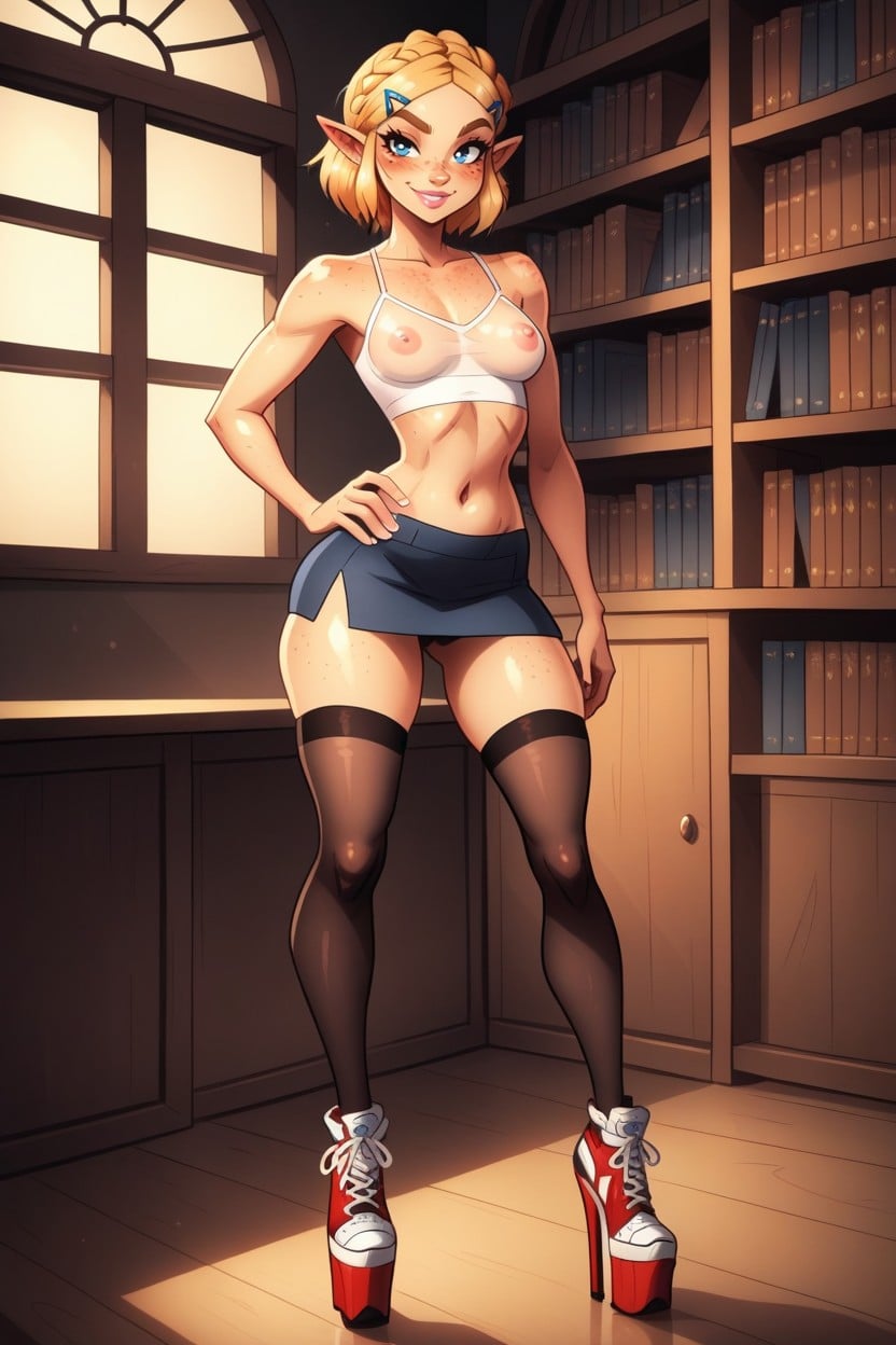 Standing, Front View, Pink Lipstick Hentai AI Porn