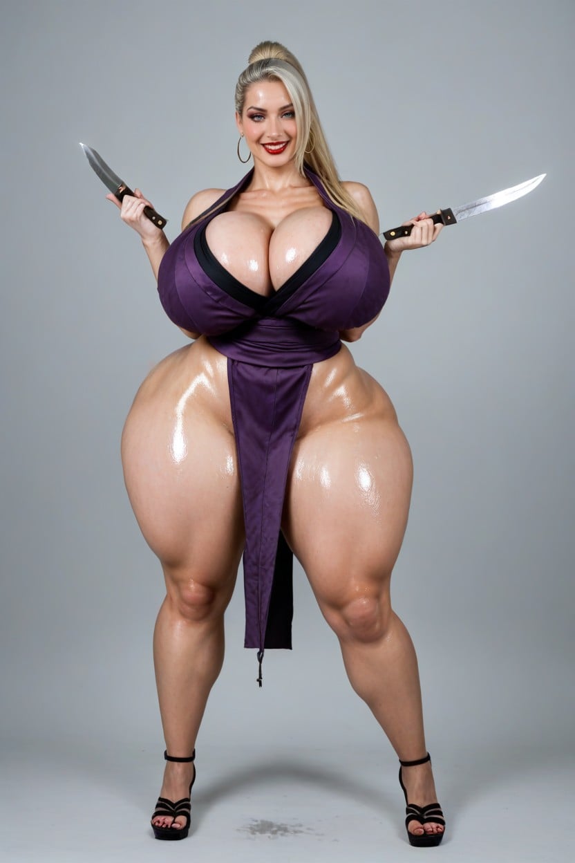 Dark Red Lipstick, Cosplay, Hoop Earrings AI Porn