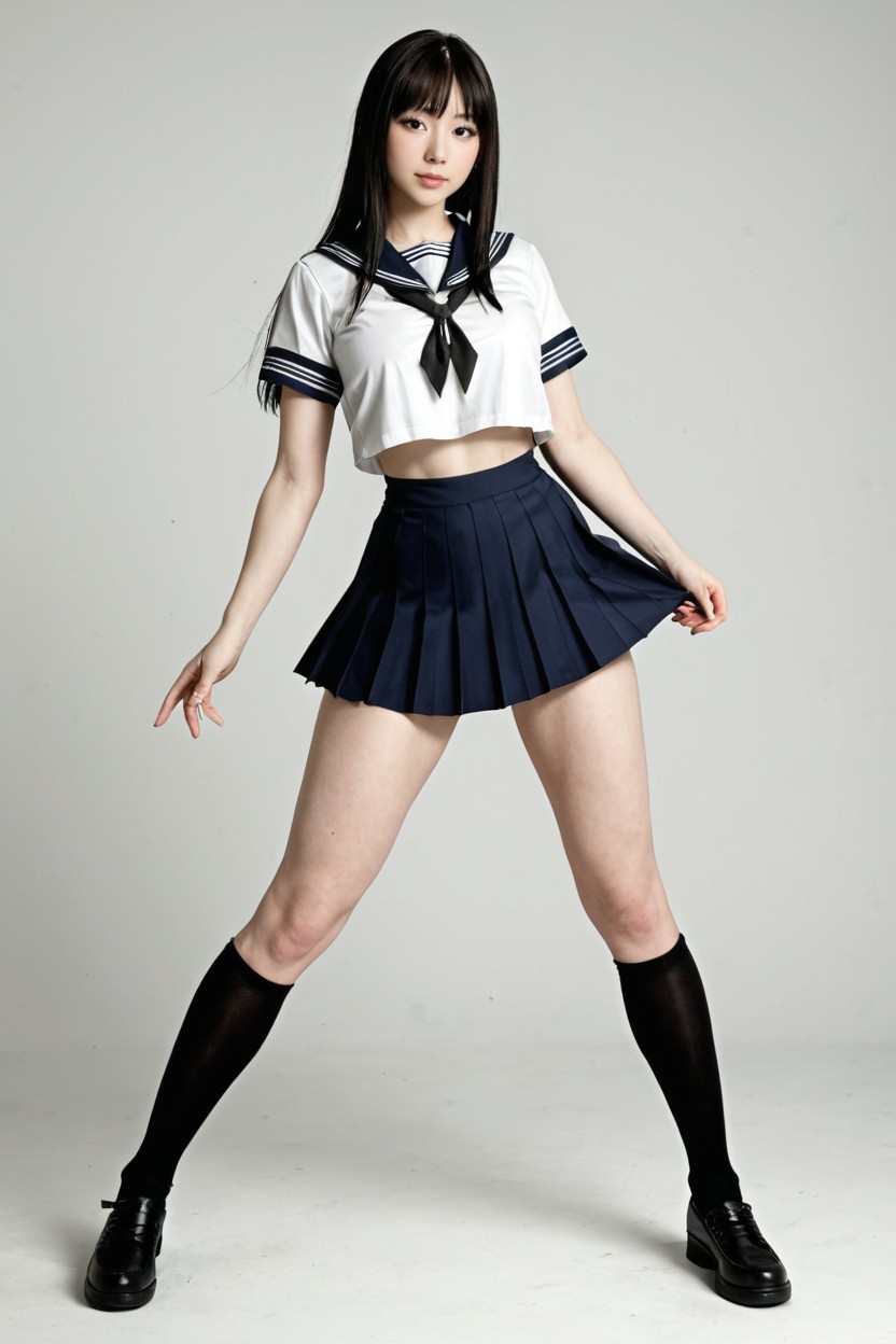 Full Body, White Skin, Black Eyes AI Porn
