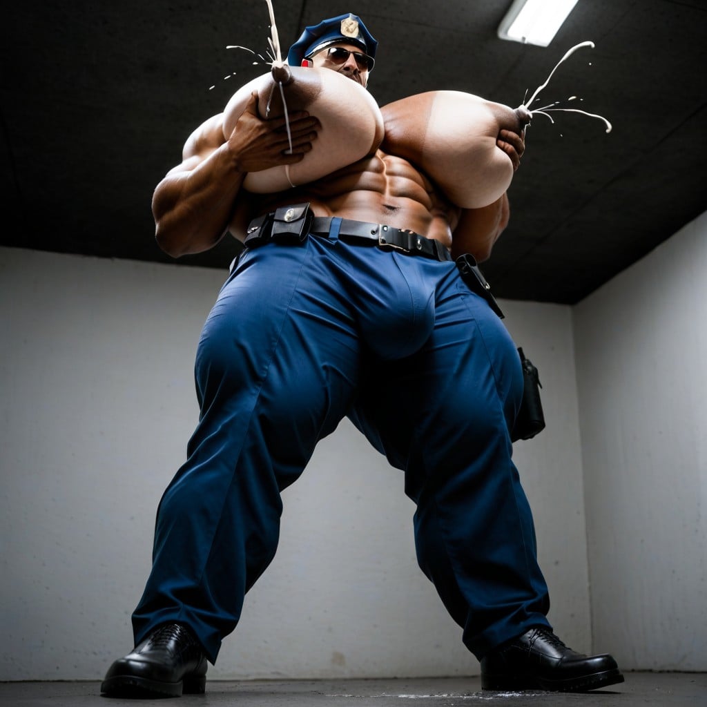 Masculine Police Officer, Muscular, Solo AI Gay Porn