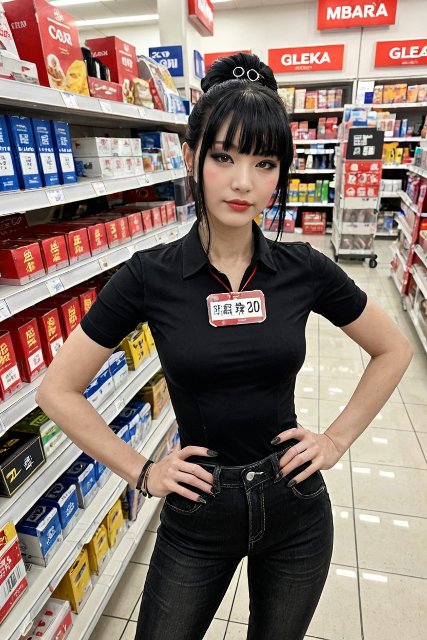 Full Body, Woman Working At Electronics Store, Light Skin AI Porn