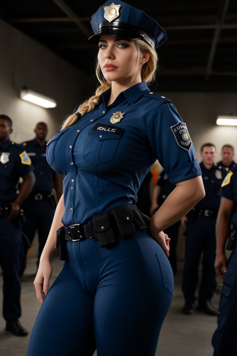 District, Police Costume, Giant Saggy Breasts AI Porn