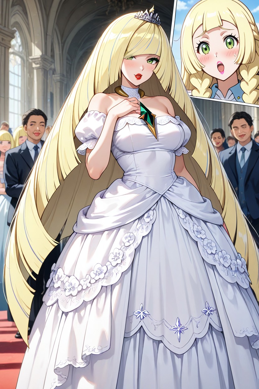 Large Hoopskirt, Two Women, Princess Dress AI Porn