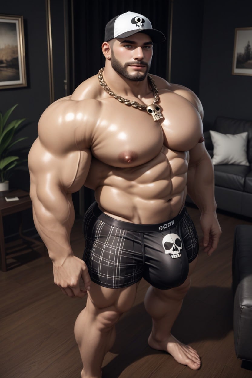 Bare Feet, Light Boxers, Big Bloated Abs AI Gay Porn