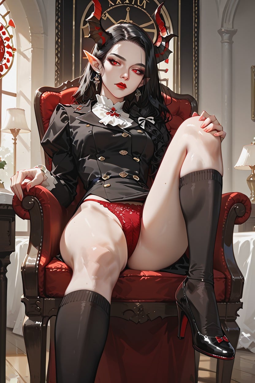 Mary Janes, Black Hair, Pretty Woman Hentai AI Porn
