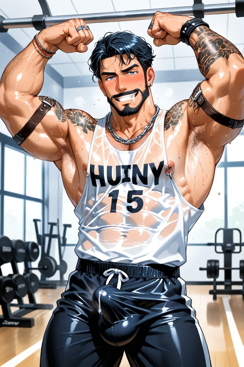 Nipple Rings, Blushing Face, Hyper Handsome AI Gay Porn