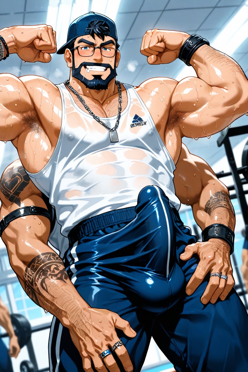 Highly Detailed Close Up Sat Fit Athletic Body, Backwards Cap, Erection AI Gay Porn