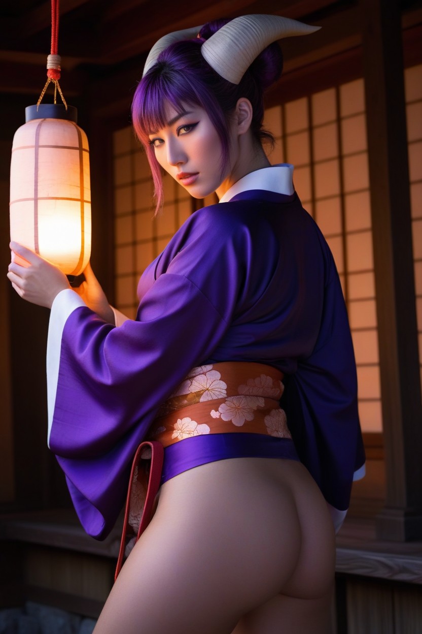 Standing, Japanese Temple, Showing Pussy AI Porn