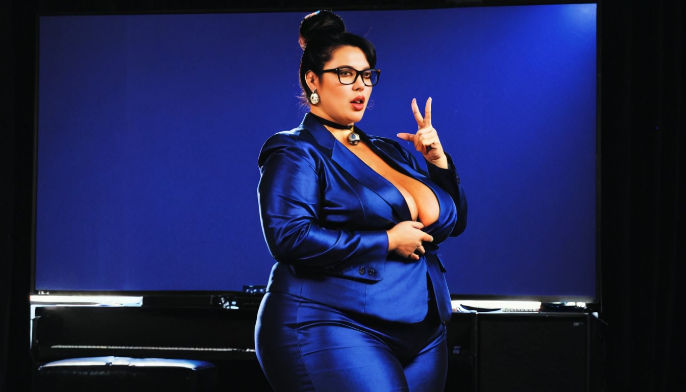 Pale Skin, 18+, Dressed In A Formal Suit Jacket And Pants BBW AI Porn