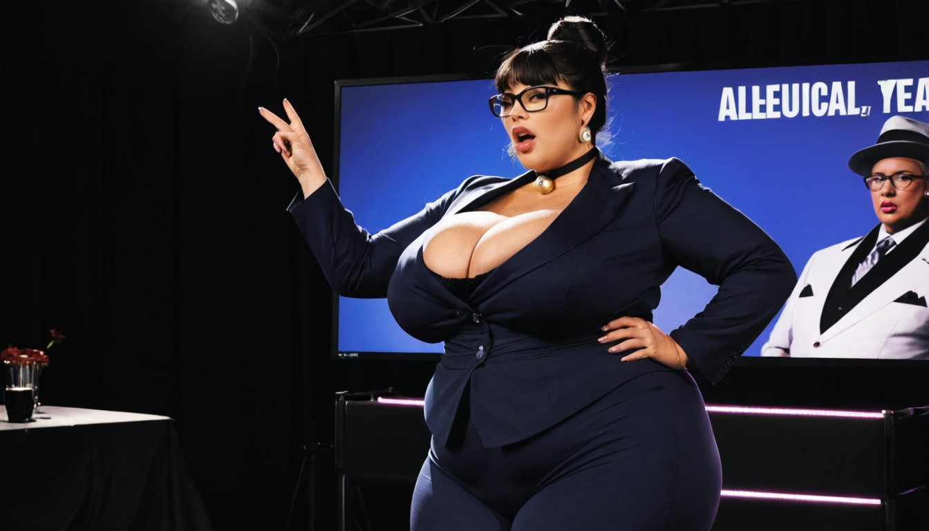 Waist Shot, 18+, Dressed In A Formal Suit Jacket And Pants BBW AI Porn