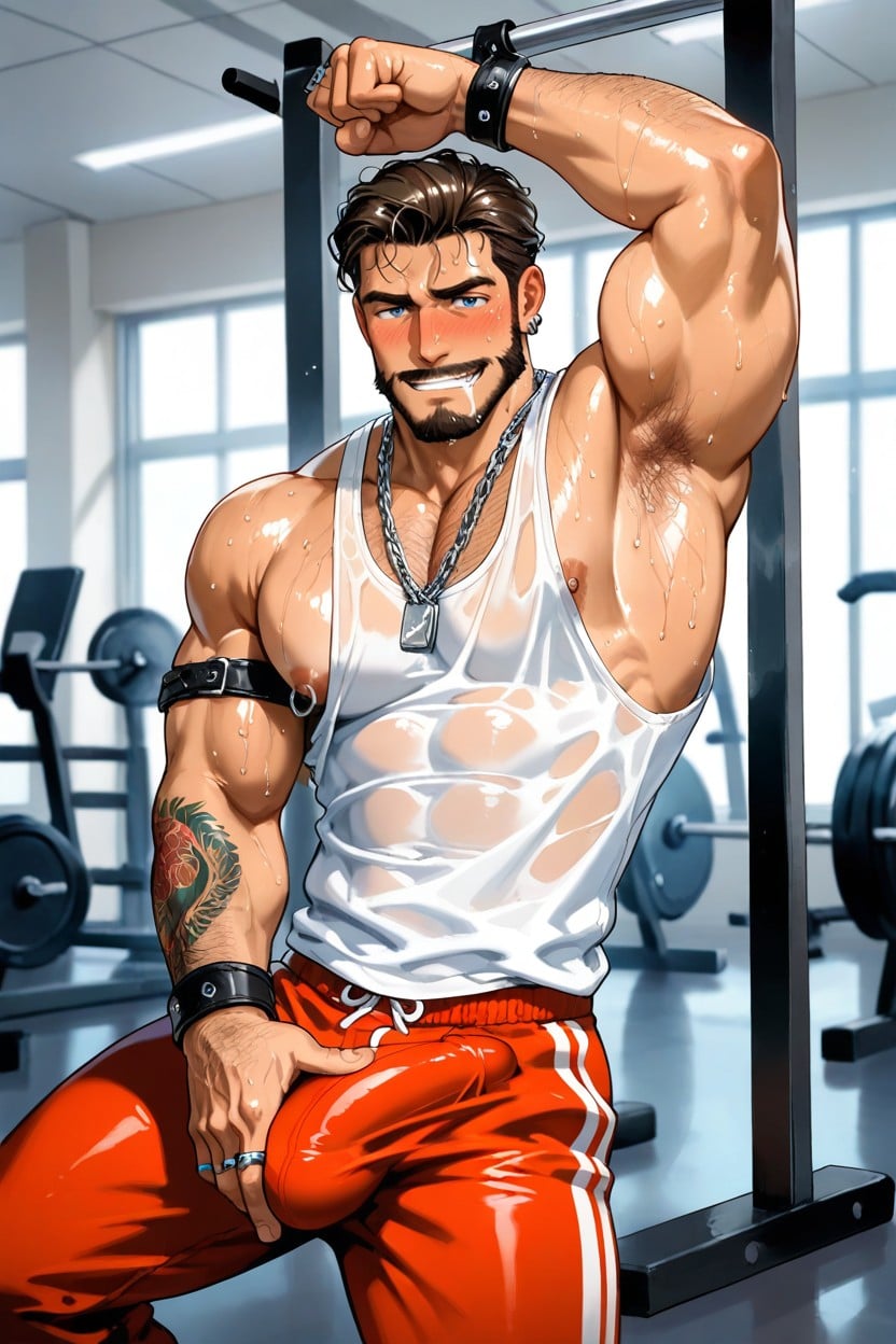 Leather Harness, Slicked, Ear Rings AI Gay Porn