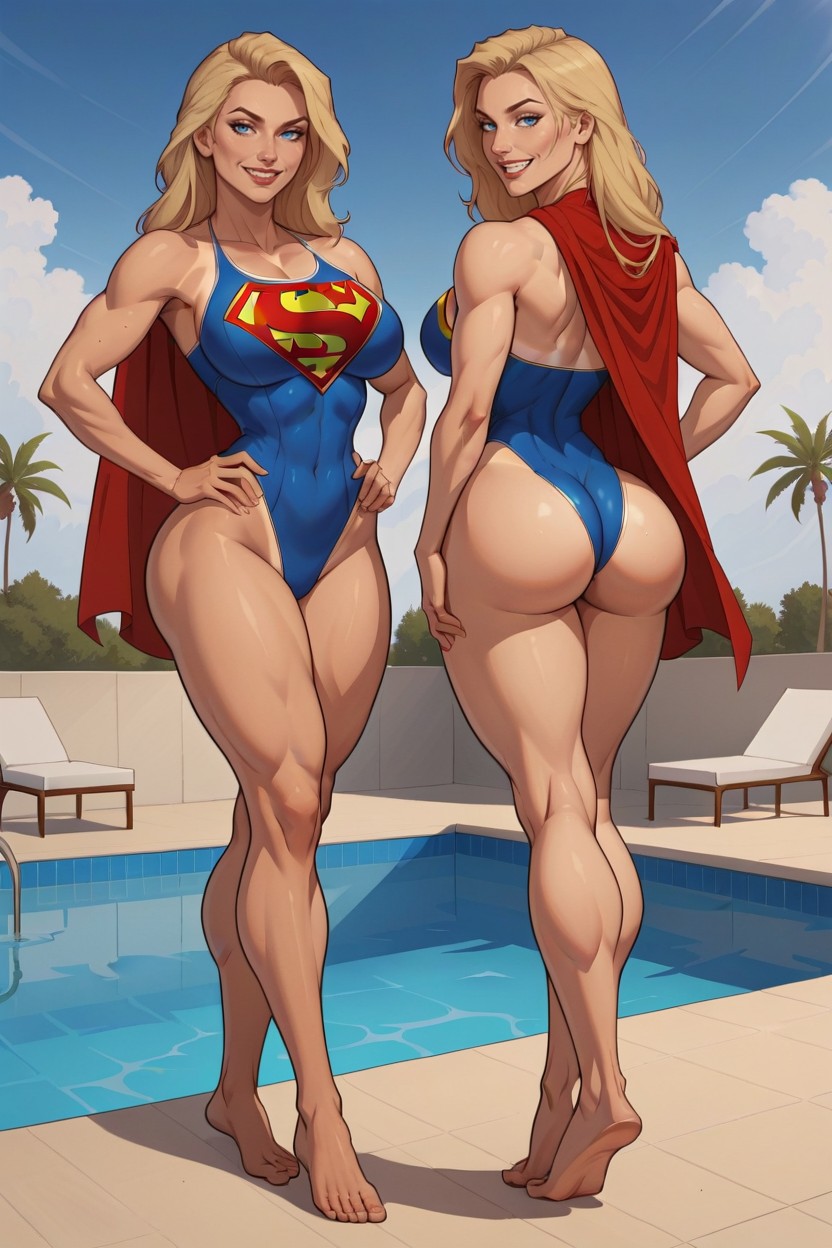 Supergirl, Gorgeous Face, Blue Eyes AI Porn