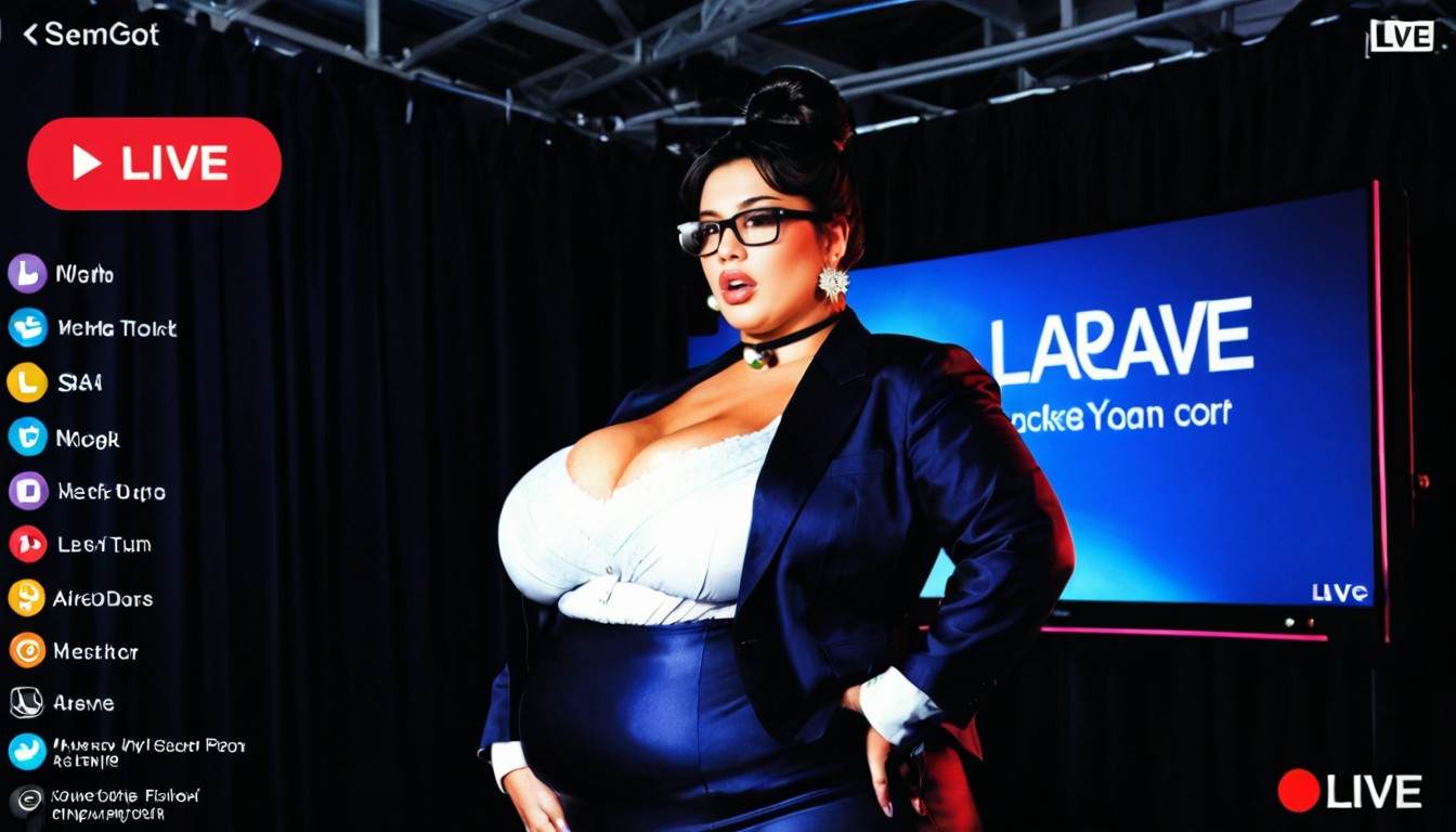 Black Eyes, Spotlight, Fully Clothed BBW AI Porn