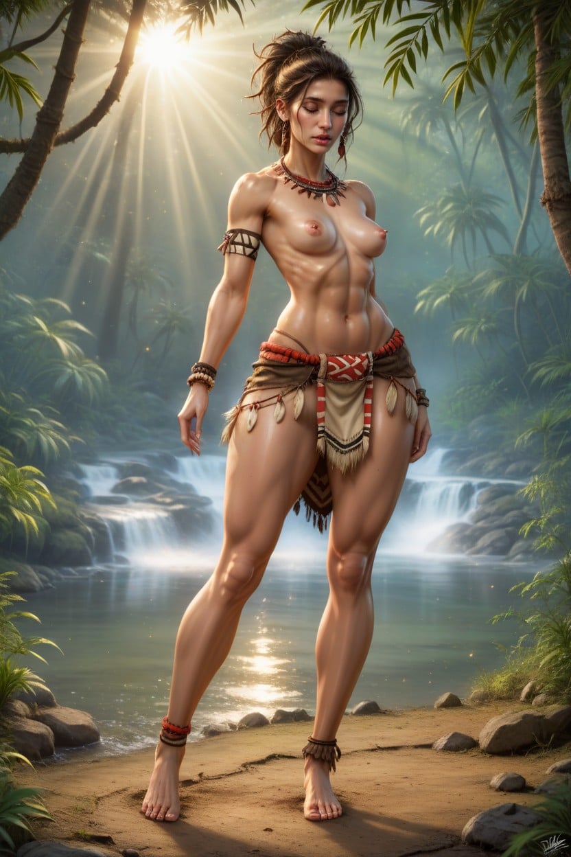 Supermodel Body, Both Feet On The Ground, Presenting Her Ass AI Porn