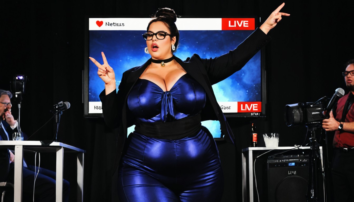 Close Up, Large Circular Stage, Bottom Up BBW AI Porn