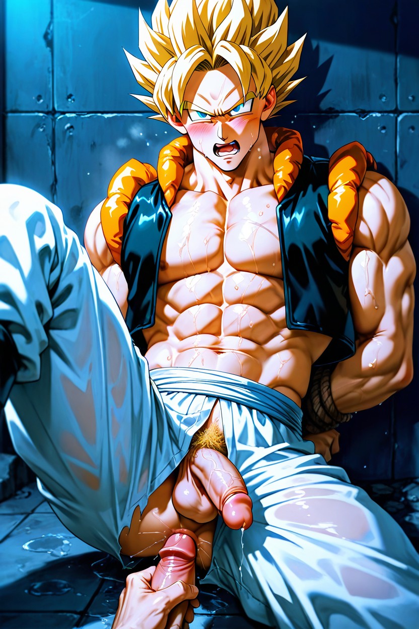 Urethral Sounding, Blue Hour, Bottom's White Pants Pulled Down To Thigh AI Gay Porn