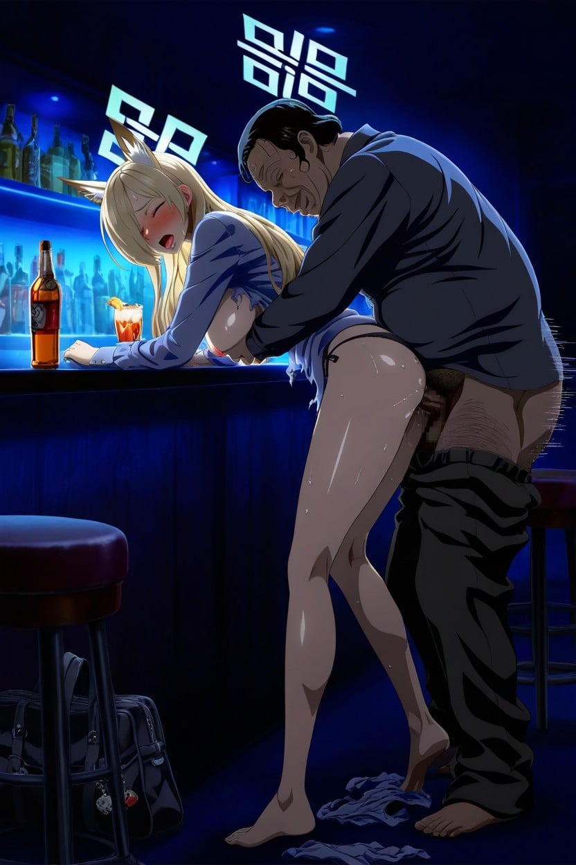 Bar, Mixed Drink, Purse On The Ground Hentai IA