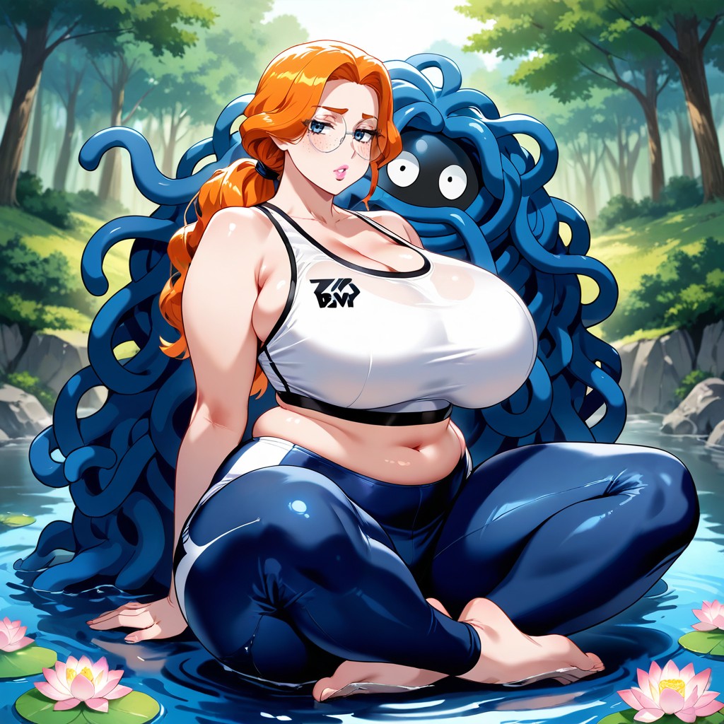 Round Glasses, Voluptuous Curves, Wavy Hair AI Gay Porn