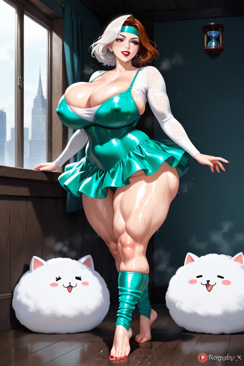 Tight Tutu Skirt, Big Round Breasts, Extremely Sweaty Face AI Porn